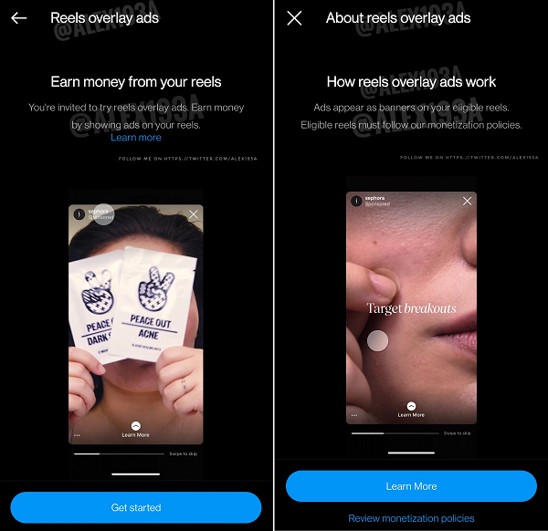 Instagram Reels monetization test