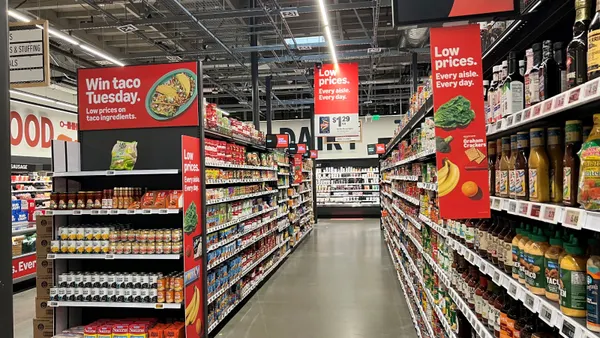 Grocery store aisle.