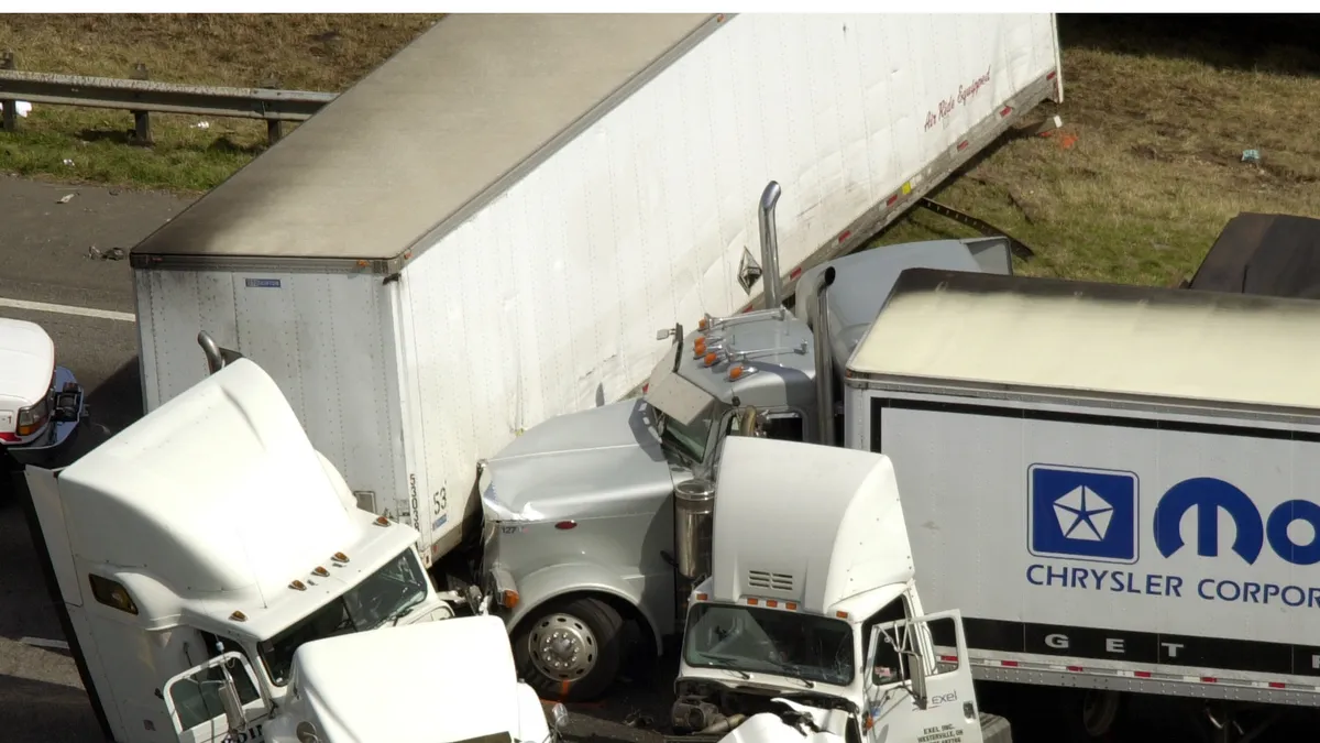 Several tractor-trailers collided in a pile-up on Interstate 75 in Georgia in 2002.