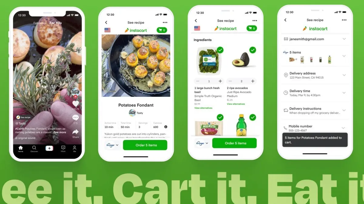 Shoppable recipes for Instacart on Tasty