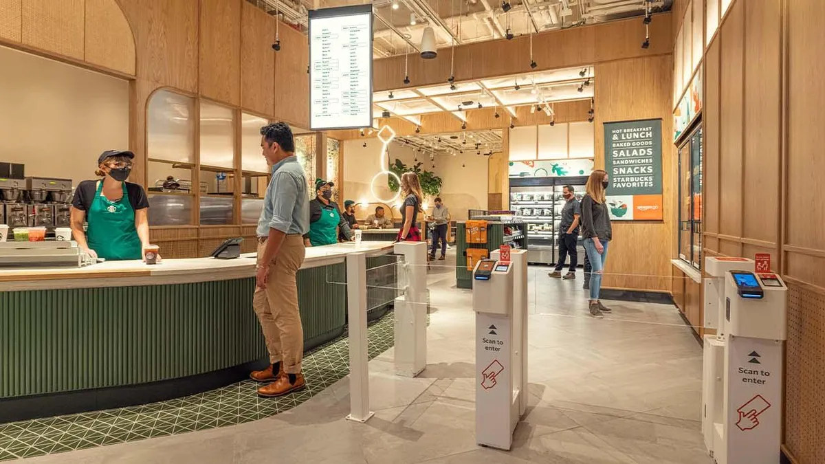 A promotional image of one of Starbucks' AmazonGo Locations