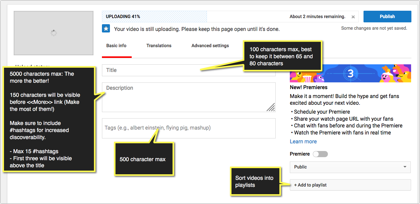 Youtube checklist