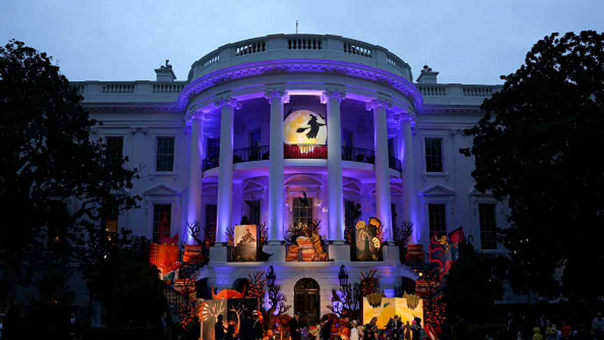 The White House adorned with Halloween decorations