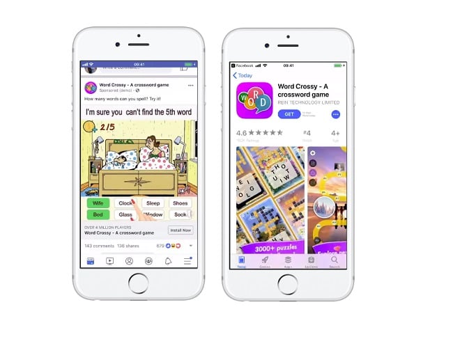 An example of a Facebook app install ad