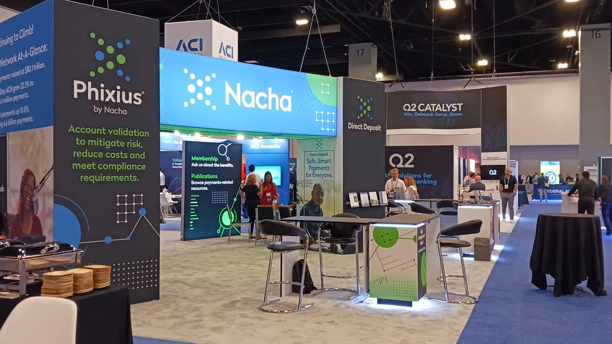 The exhibit floor at the Nacha Smarter Faster Payments conference in Miami this year.