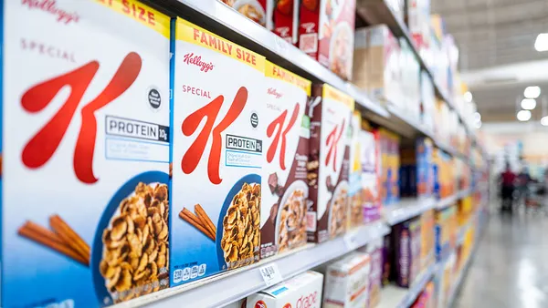 Boxes of Kellogg's Special K cereal are displayed on shelves