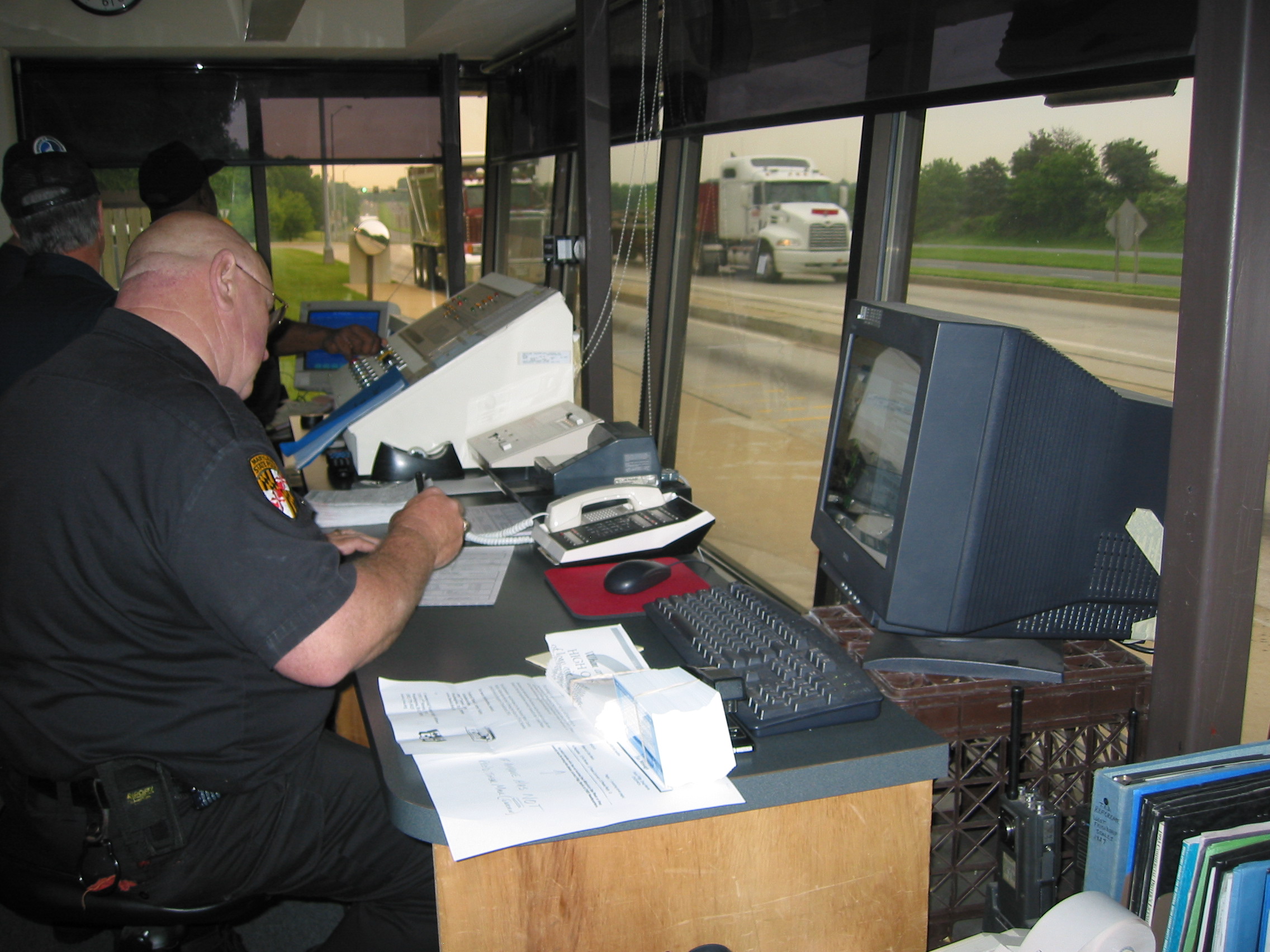 Officials conduct a safety inspection.