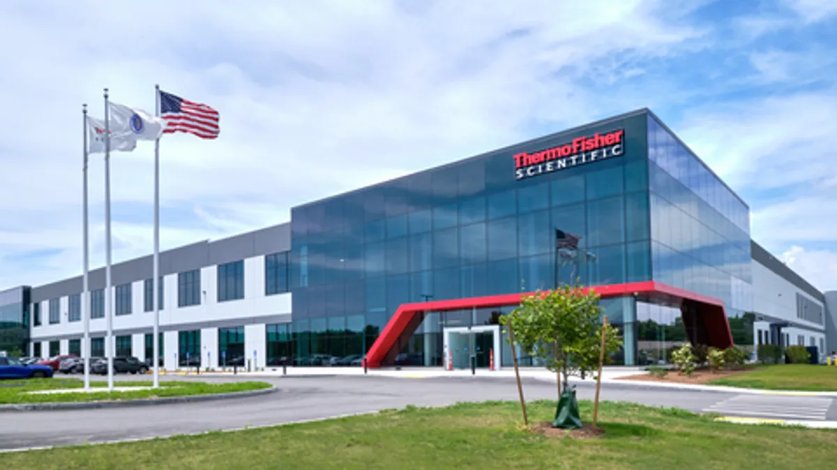 A photo of Thermo Fisher's manufacturing facility in Plainville, Massachusetts.