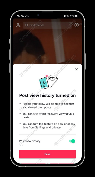 TikTok Viewer history