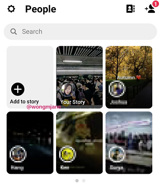 Facebook Messenger Stories grid test