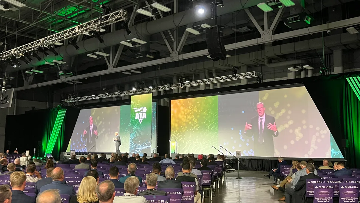 American Trucking Associations President Chris Spear addresses attendees of the 2023 ATA Management Conference & Exhibition on Monday.