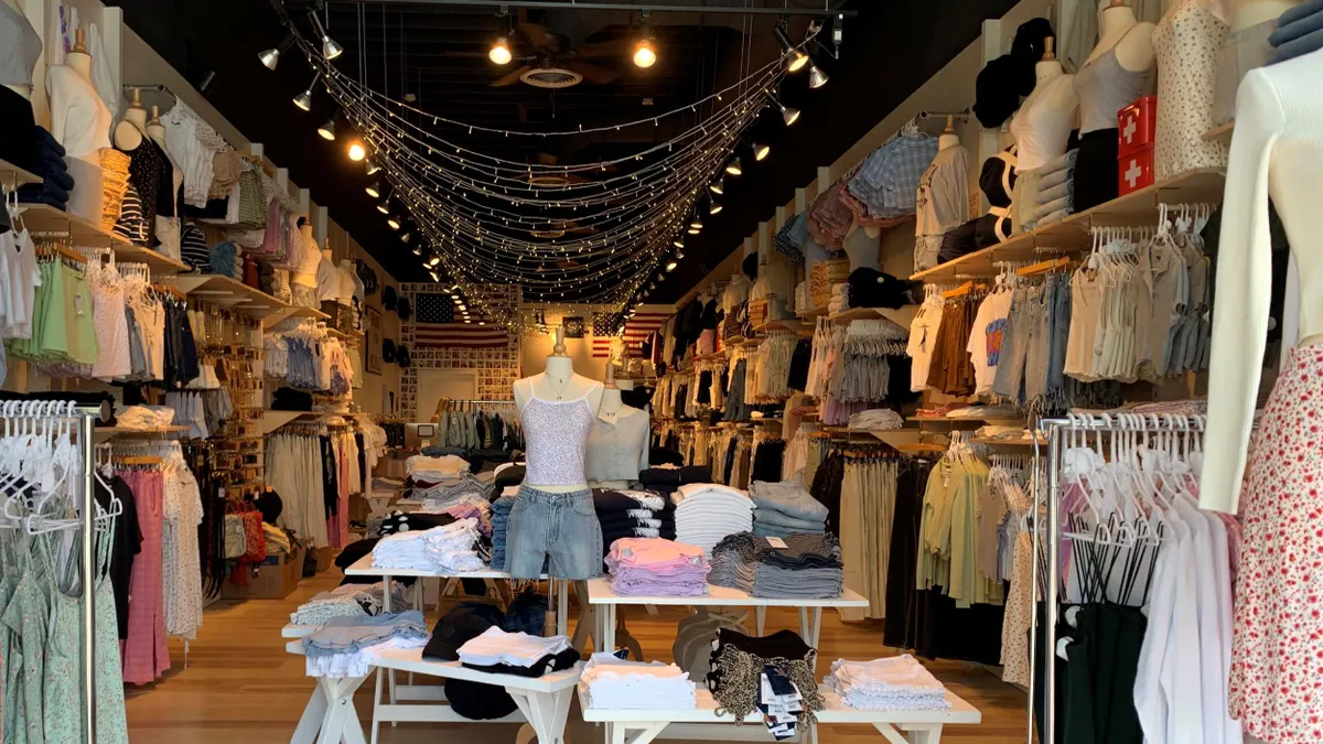 The interior of a Brandy Melville store.