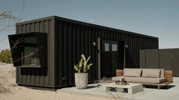 An outdoor accommodation at Reset Hotel near Joshua Tree National Park in California.