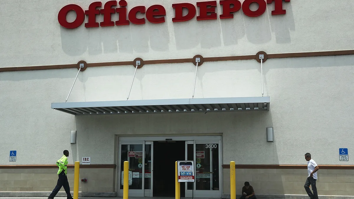 The outside of an Office Depot store.