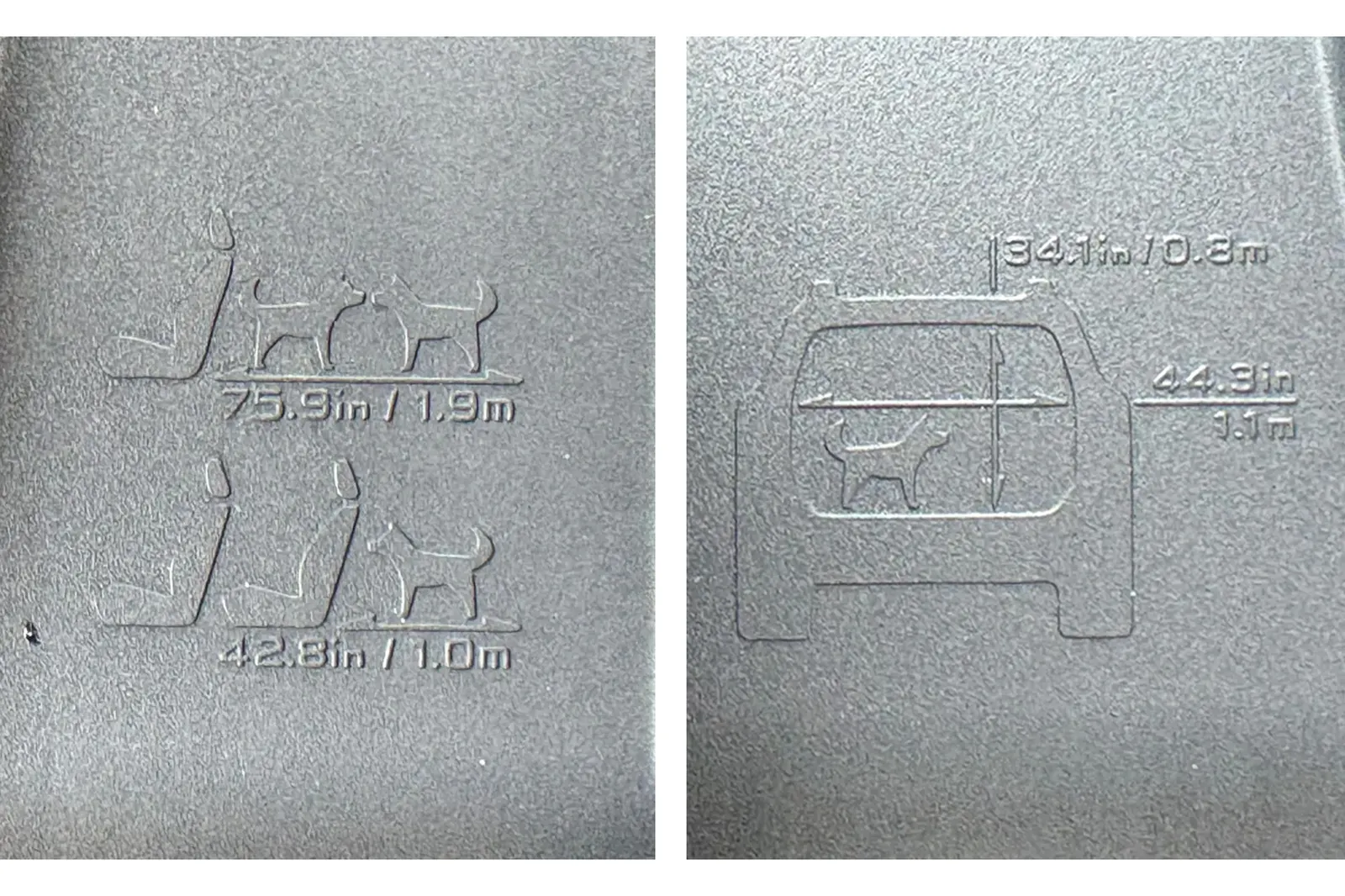 A graphic showing a dog's dimensions compared to the cargo compartment is molded into the Subaru Outback Touring XT.