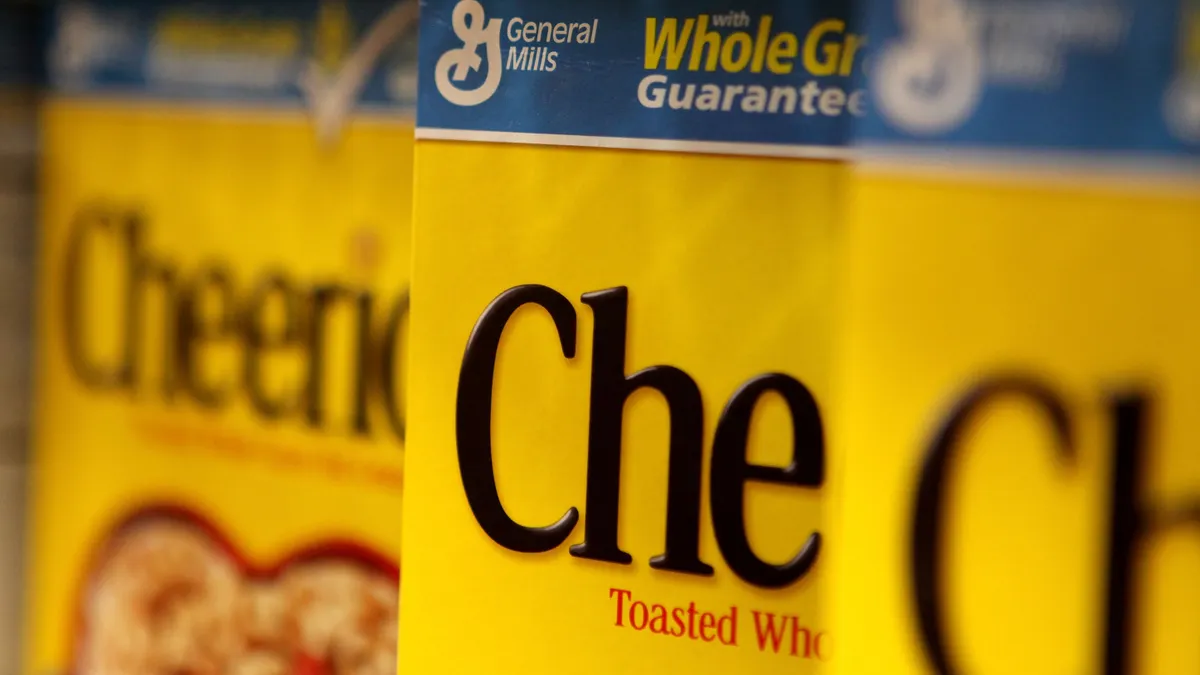 BERKELEY, CA - SEPTEMBER 23: Boxes of Cheerios ceral, made by General Mills, sit on the shelf at a grocery store September 23, 2009 in Berkeley, California. General Mills Inc. reported a 51 percent ju