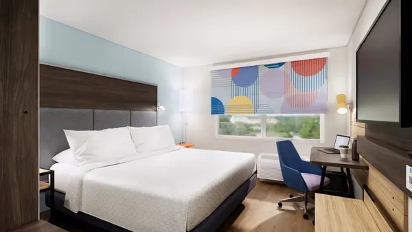 A rendering of the new prototype Tru by Hilton's guest rooms.