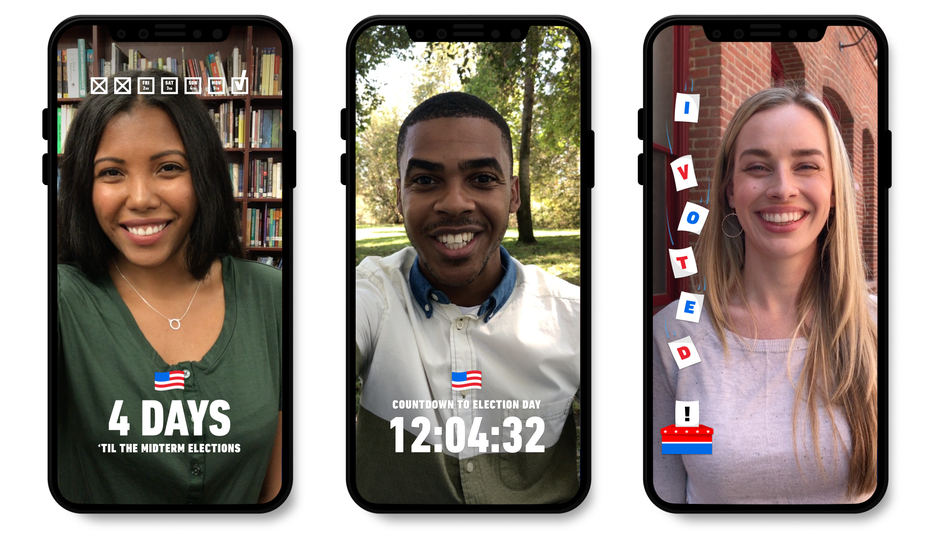 Snapchat election stickers and Lenses [screenshots]