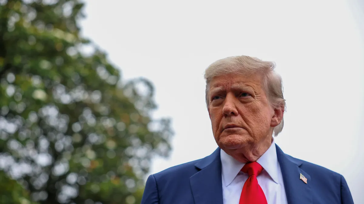 President Donald Trump stands outside the White House on June 15, 2025, in Washington, D.C.