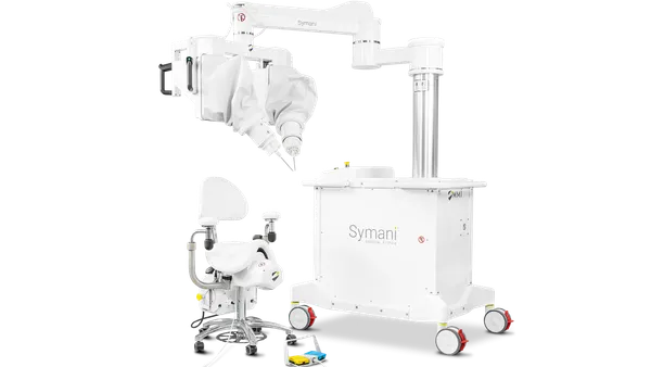 A picture of MMI's Symani robotic surgery system.