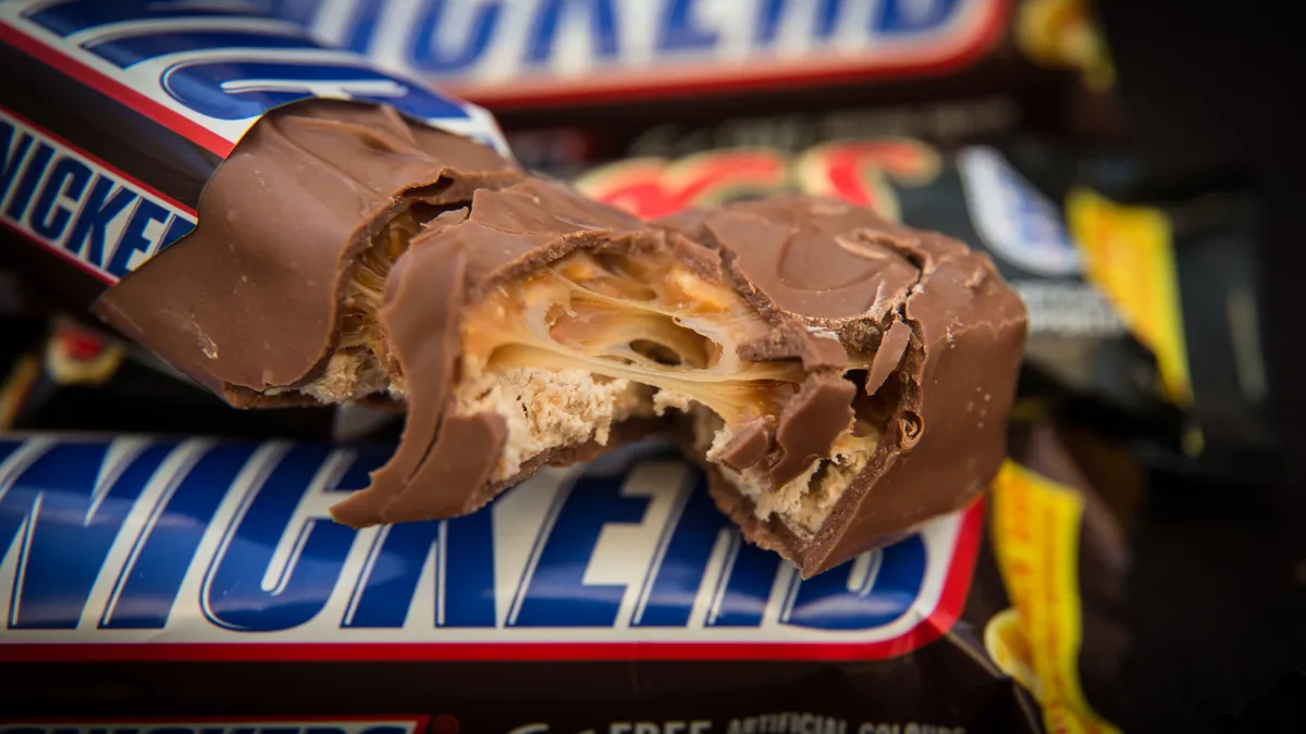 Snickers bars are seen.