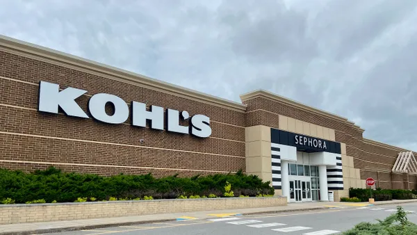 Gray clouds over a Kohl's store, with an entrance to Sephora.