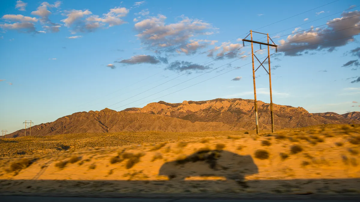 A transmission line near Albuquerque, New Mexico.