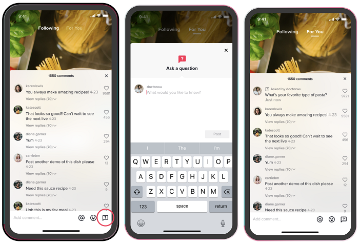 TikTok Q and A example
