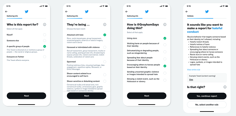 Twitter reporting flow