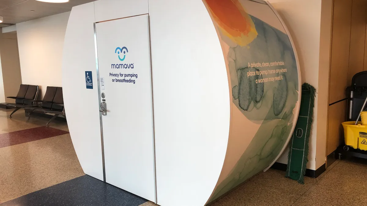 A pumping and breastfeeding privacy shelter is pictured at Logan Airport in Boston, Massachusetts on Feb. 20, 2019.