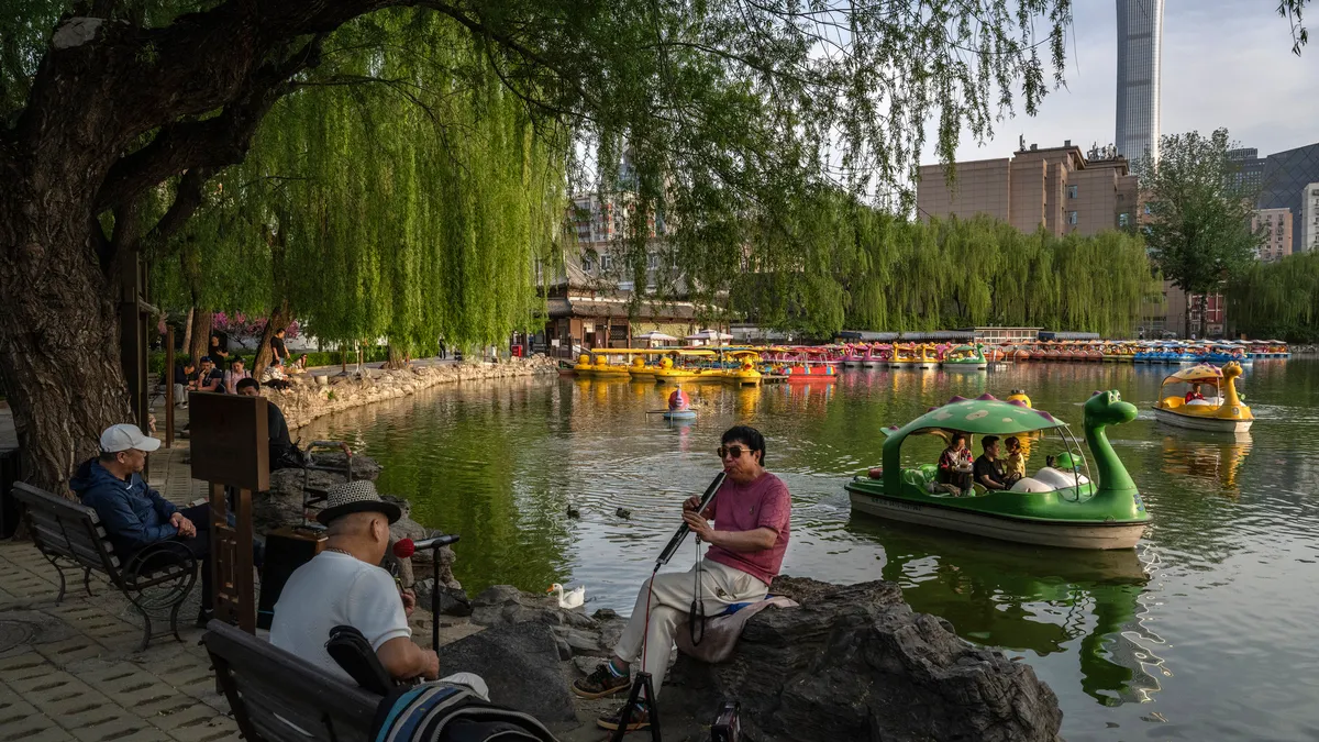 People in Beijing relaxing in a park.