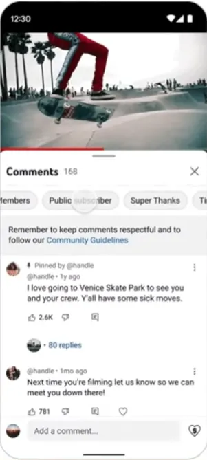 YouTube comment filters