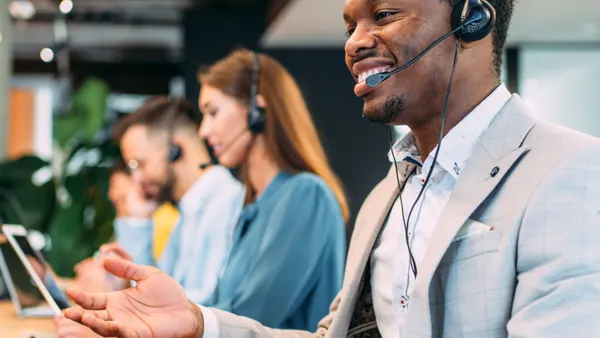 Man used a desktop and on a call