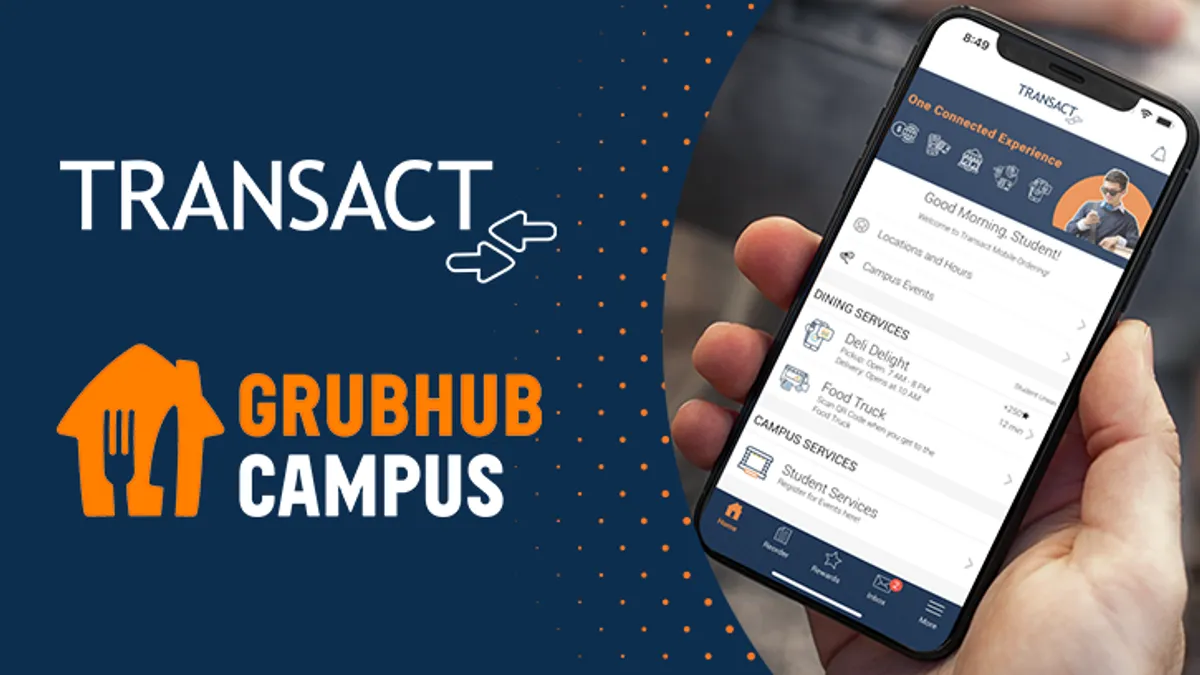 Marketing material fro Grubhub and Transact Campus' latest offering.