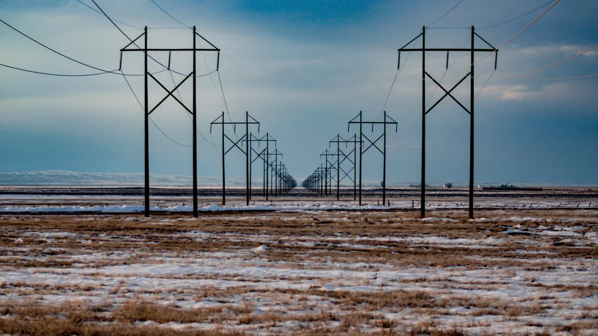 Power lines in southeast Montana that seem to go on infinitely.