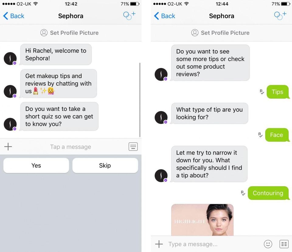 Sephora's Kik chatbot