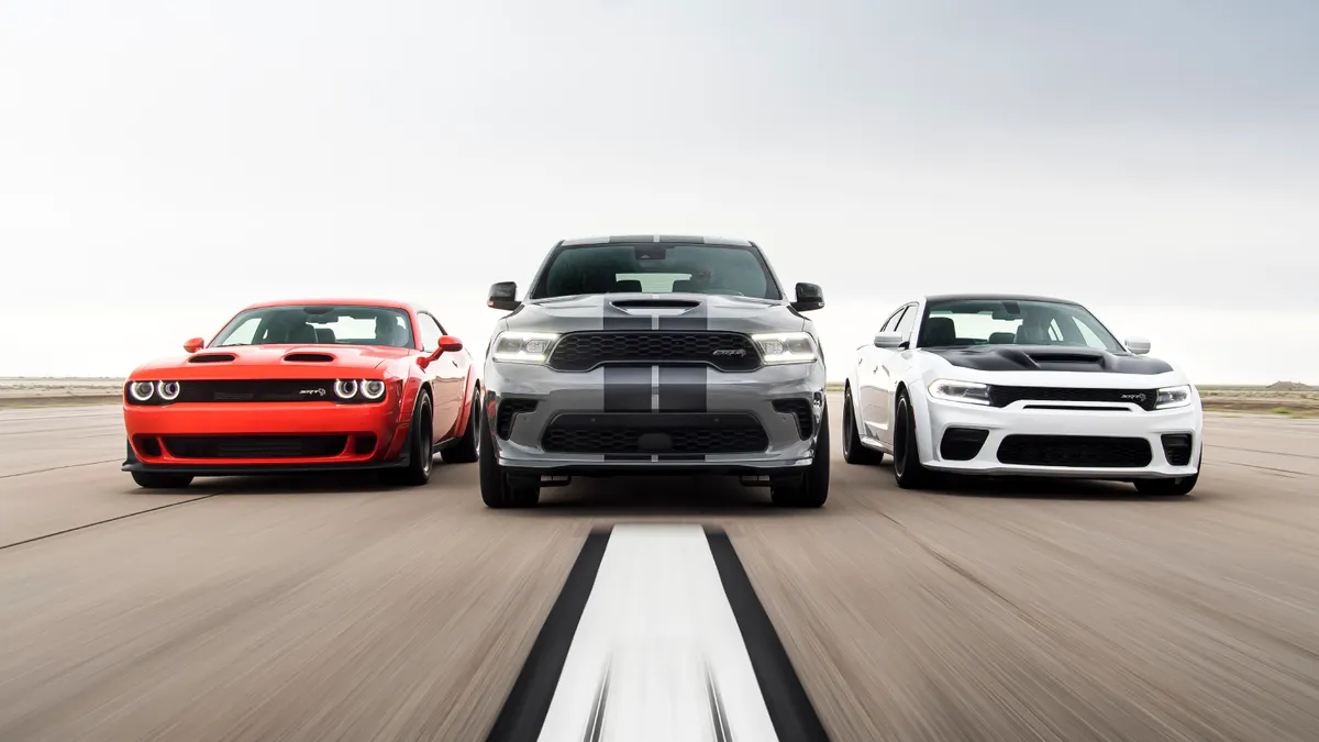 Dodge Challenger, Durango and Charger models powered by the Hellcat engine.
