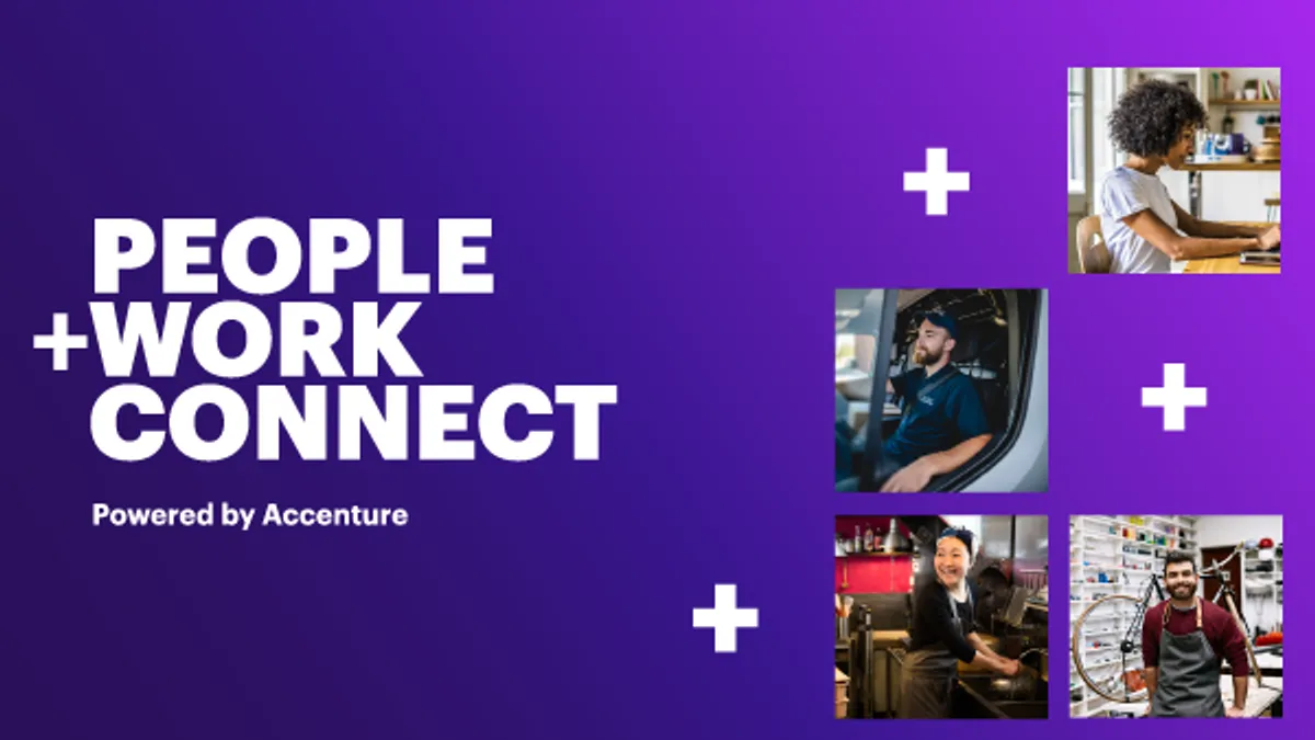 A marketing graphic for the People + Work Connect platform.