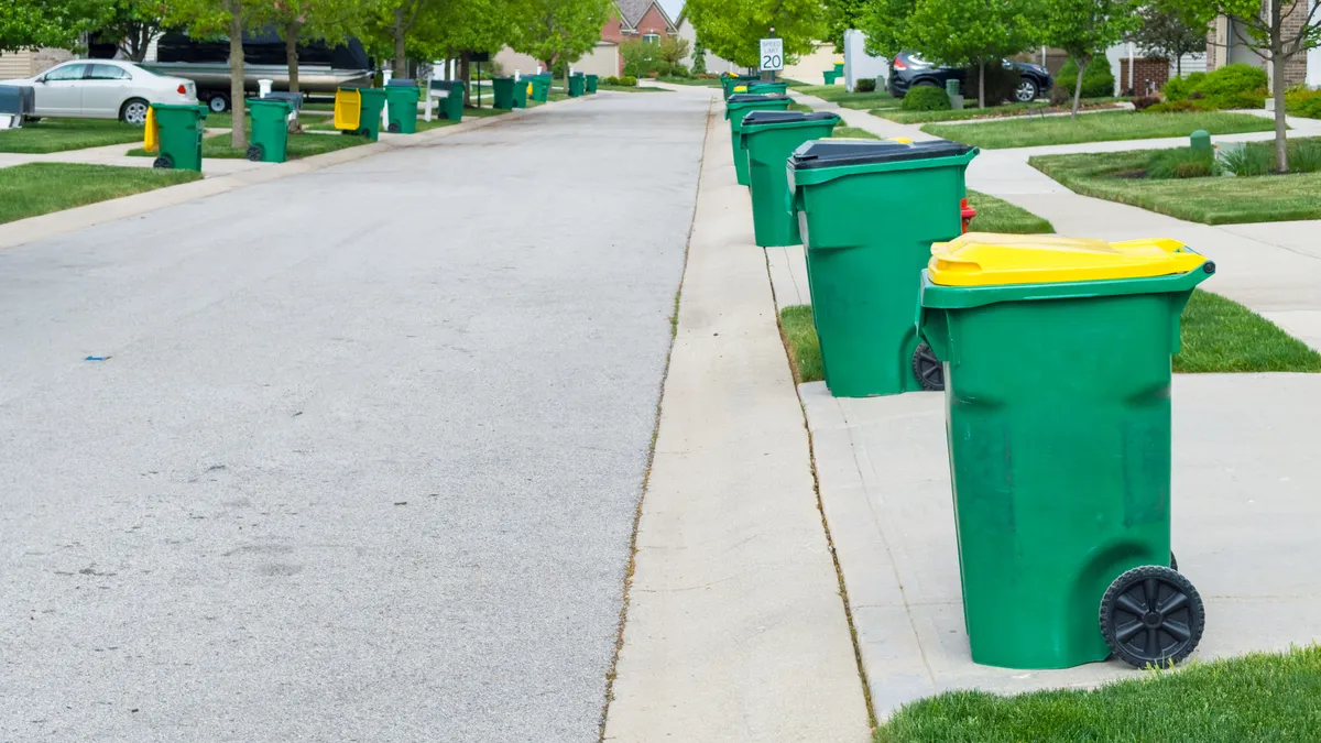 Collection carts on street