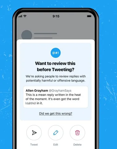 Twitter warning prompt