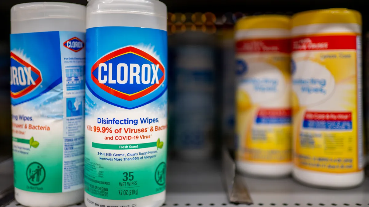 Clorox disinfecting wipes are seen displayed for sale at a Walmart Supercenter on September 18, 2023 in Austin, Texas.