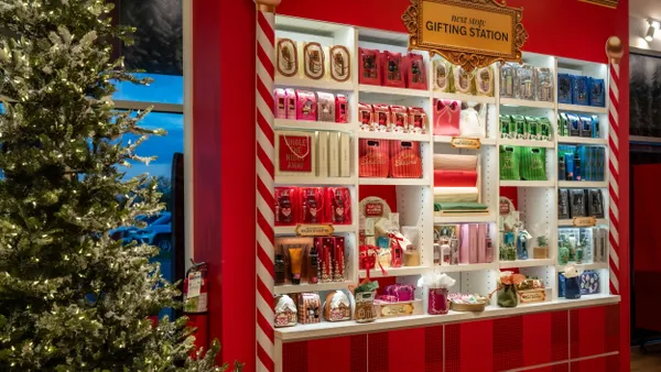 A holiday display of products in Bath & Body Works