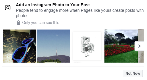 Instagram share prompt on Facebook