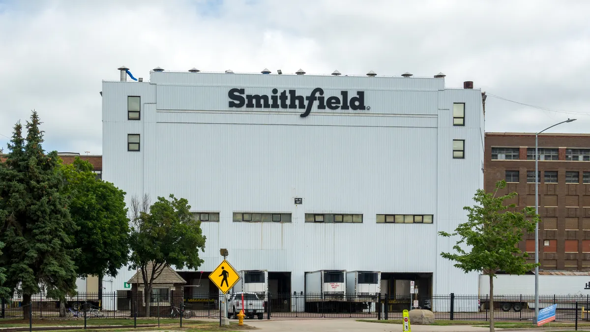 A building with the Smithfield logo is seen