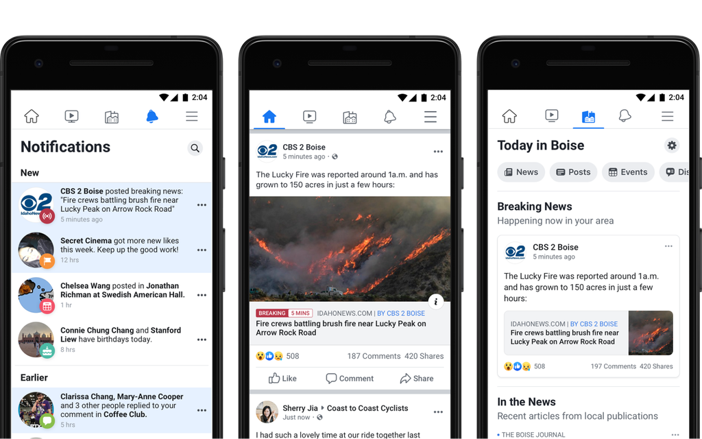 Facebook Breaking News indicator