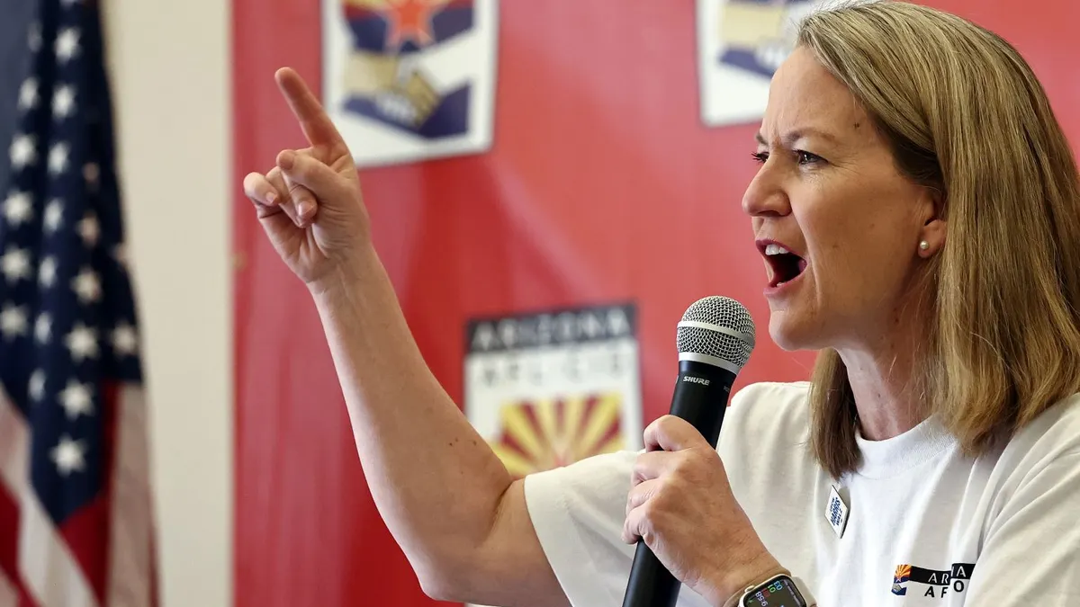 Arizona Attorney General Kris Mayes speaks on November 2, 2024.