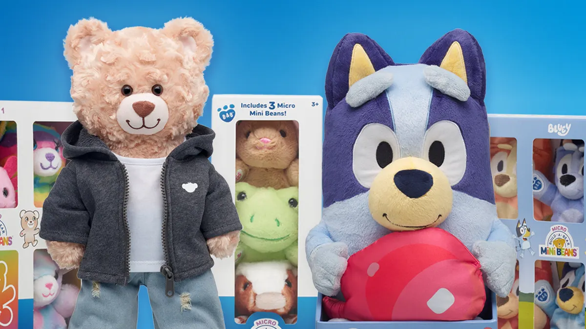 An assortment of Build-A-Bear's products that are available at Walmart