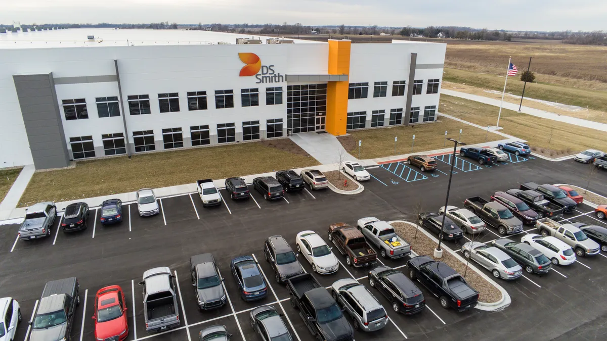 Exterior view of DS Smith's packaging plant in Lebanon, Indiana