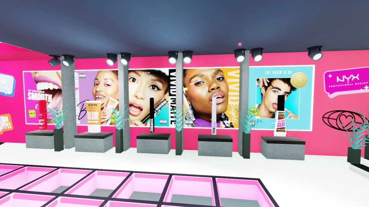 A collection of makeup products displayed on Roblox.