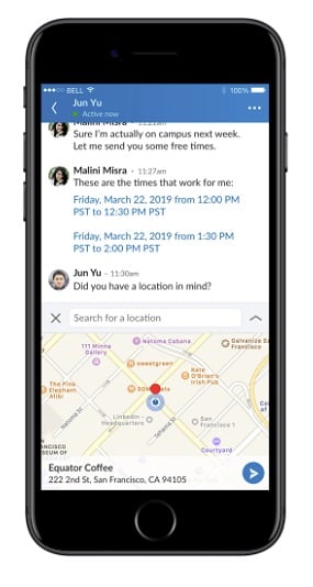 LinkedIn location setting in messaging stream